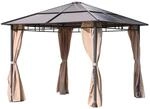 DELUKE Pavillon KIEL Alu/Stahl Grau Polyester Gartenpavillon Gartenlaube f&uuml;r