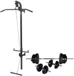 vidaXL Fitnessstation Wandmontage mit Langhantel Kurzhantel Set 60,5kg 275357