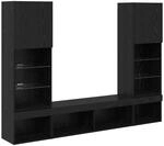 vidaXL TV Wand Einheiten mit LED 5-Tlg Schwarz Eichen-Optik 3402959