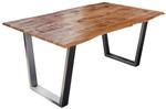 SAM Esstisch Baumkante Massiv Mango Natur 140 x 80 Silber V-Gestell DORA