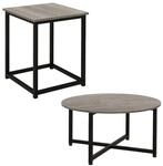 Costway 3er Set Couchtisch Beistelltisch Metallrahmen Sofatisch Grau