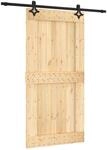 vidaXL Schiebet&uuml;r Natur und Schwarz 100 x 210 cm Massivkiefer 3445072