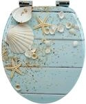 Sanfino WC Sitz Caribbean Blue Toilettendeckel mit Absenkautomatik aus Holz