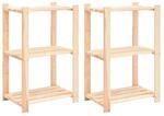 vidaXL Lagerregale 3 B&ouml;den 2 Stk 60x38x90cm Massivholz Kiefer 150kg 3051121