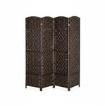 Relaxdays Paravent Holz Papierseil Braun Vierteilig Zusammenfaltbar 170 cm x 160 cm x
