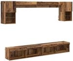 vidaXL TV Wand Einheiten mit LED 6-Tlg Altholz Holzwerkstoff 3402955