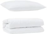 vidaXL Bettdecken Set mit Kissen 2-Tlg Wei&szlig; Mikrofaser 3376786
