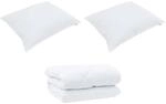 vidaXL Winterbettdecke mit Kissen 3-Tlg Wei&szlig; Mikrofaser 3377858