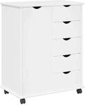 vidaXL Rollschrank Mit Rad Wei&szlig; 63,5 x 39 x 79 cm Massivholz Kiefer 42028361
