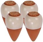 Relaxdays Bew&auml;sserungskegel Keramik Beige 4er Set mit Korkdeckel 16 cm x 8 cm 350 ml