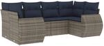 vidaXL 6-Tlg Gartensofa-Set mit Kissen Grau Polyrattan 3221780