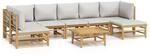 vidaXL 8-Tlg Garten-Lounge-Set mit Kissen Hellgrau Bambus 3155110