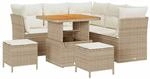 vidaXL Garten-Sofa-Set mit Kissen mit Speicher 8-Tlg Beige und Creme 3363431