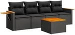 vidaXL 5-Tlg Garten-Sofagarnitur mit Kissen Schwarz Poly Rattan 3226615