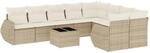 vidaXL 10-Tlg Garten-Sofagarnitur mit Kissen Beige Poly Rattan 3254185