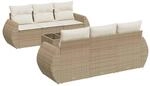 vidaXL 7-Tlg Garten-Sofagarnitur mit Kissen Beige Poly Rattan 3221107
