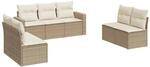 vidaXL 7-Tlg Garten-Sofagarnitur mit Kissen Beige Poly Rattan 3218818