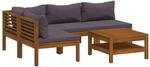 vidaXL 5-Tlg Garten-Lounge-Set mit Auflage Massivholz Akazie 3086919