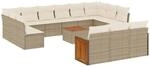 vidaXL 14-Tlg Garten-Sofagarnitur mit Kissen Beige Poly Rattan 3228144