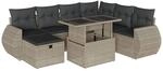 vidaXL 8-Tlg Garten-Sofagarnitur mit Kissen Hellgrau Poly Rattan 3275162