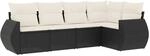 vidaXL 5-Tlg Garten-Sofagarnitur mit Kissen Schwarz Poly Rattan 3221325