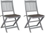 vidaXL Klappbare Gartenst&uuml;hle 2 Stk mit Kissen Massivholz Akazie 3064544