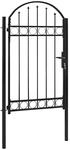 vidaXL Zauntor mit Gew&ouml;lbter Oberseite Stahl 104 x 175 cm Schwarz 143087