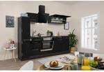 Respekta Premium K&uuml;chenzeile 250 cm Schwarz Hochglanz-Eiche Grau