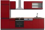 Vicco R-Line K&uuml;chenzeile Rot/Anthrazit 300 cm AP Eiche ohne E-Ger&auml;te