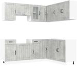 vidaXL 11 Tlg K&uuml;chenschrank-Set Kalmar Betongrau Holzwerkstoff 3314945