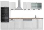 Vicco R-Line K&uuml;chenzeile Wei&szlig; Landhaus/Wei&szlig; 300 cm mit HochschrankAP Eiche...