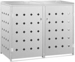 DELUKE 2er M&uuml;lltonnenbox SOGI Edelstahl 138x115x77,5cm Silber...