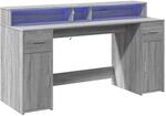 vidaXL LED-Schreibtisch Grau Sonoma 160x55x91 cm Holzwerkstoff 3309434