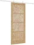 vidaXL Schiebet&uuml;r Natur und Wei&szlig; 86 x 211 cm Massives Kiefernholz 3445484