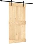 vidaXL Schiebet&uuml;r Natur und Schwarz 100 x 210 cm Massivkiefer 3444916