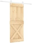 vidaXL Schiebet&uuml;r Natur und Wei&szlig; 100 x 210 cm Massives Kiefernholz 3445175