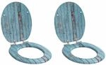 vidaXL Soft-Close Toilettensitz 2 Stk Blau 44 x 38 cm MDF-Platte 3414537