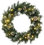 vidaXL Weihnachtskranz mit LED-Leuchten Gr&uuml;n 60 cm PVC 345172