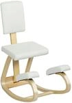 HOMCOM Kneeling Chair Birkenholz Polyester 84L x 51B x 93H cm Cremewei&szlig;