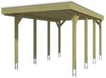 Skan Holz Carport Friesland mit Stahl-Dachplatten 320 cm x 555 cm Gr&uuml;n