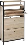 Tectake Schuhschrank Braddock Industrial Style Holz und Stahl 61 x 32 x 130 cm