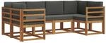 vidaXL Outdoor-Sofagarnitur mit Kissen 6-Tlg Natur und Anthrazit 3366870