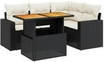 vidaXL 5-Tlg Garten-Sofagarnitur mit Kissen Schwarz Poly Rattan 3271294