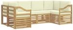 vidaXL Ecksofa Set mit Kissen 6 Stk Wei&szlig; und Creme Polyester 3392410