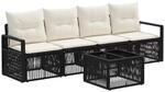 vidaXL Gartensofa-Set 5-Tlg Schwarz Poly-Rattan 3435637