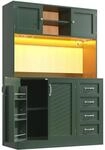 okwish Buffetschrank mit LED Beleuchtung Snackregal Getr&auml;nkehalter K&uuml;che