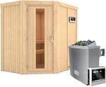 Karibu Sauna-Set Cleo inkl. Ofen 9 kW mit ext. Steuerung, Energiespart&uuml;r