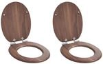 vidaXL Soft-Close Toilettensitz 2 Stk Braun 44 x 38 cm MDF-Platte 3414531