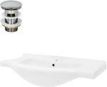 LuxeBath Waschbecken Keramik Wei&szlig; 86x21,5x51,5 cm inkl Ablaufgarnitur