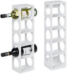 Relaxdays Weinregal Bambus Wei&szlig; 2er Set f&uuml;r 5 Flaschen 53 cm x 14 cm x 12 cm